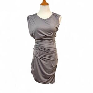 Doublju Chic Gray Ruched Mini Dress
